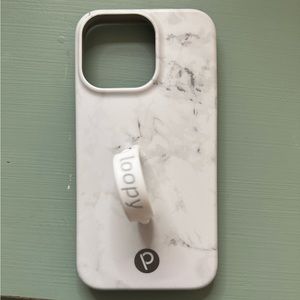 iPhone 13 Pro White Marble Loopy Case